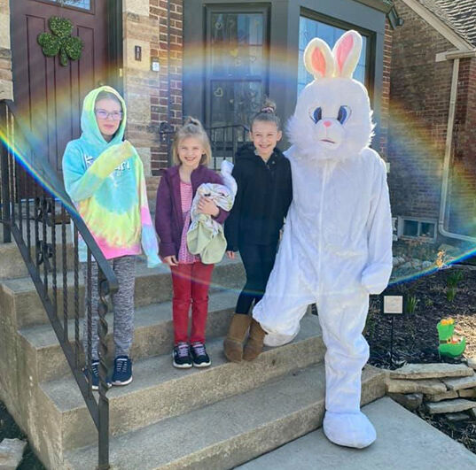 Easter Bunny delivers baskets